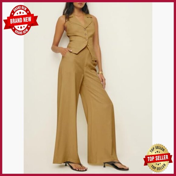 Women's Vest Pant Set Regular Fit Polyester Blend Work Casual Outfit - Picture 3 of 7